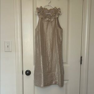 London Times Beige Ruffled Dress